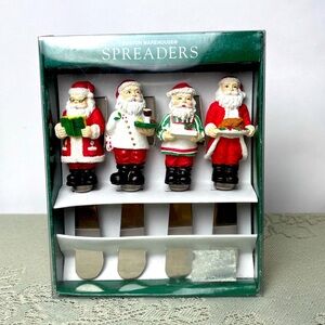 Vintage 1996 Resin Santa‎ Claus Chef Spreaders Set 4 Boston Warehouse Christmas